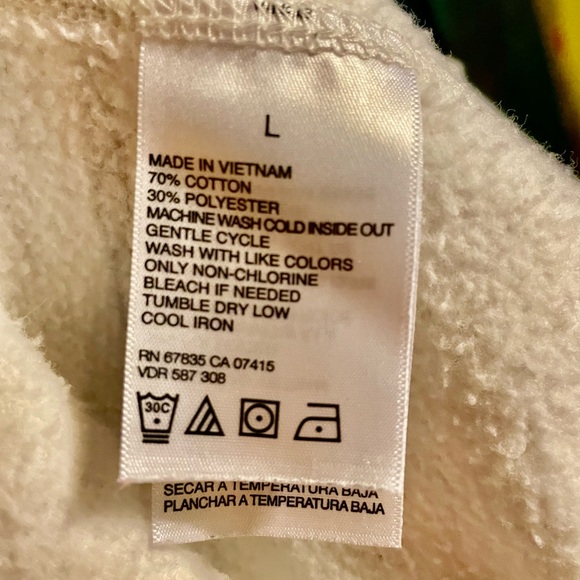 Nautica Jeans Co. Unisex white zip up hoodie with blue stripes sz L - Picture 9 of 9